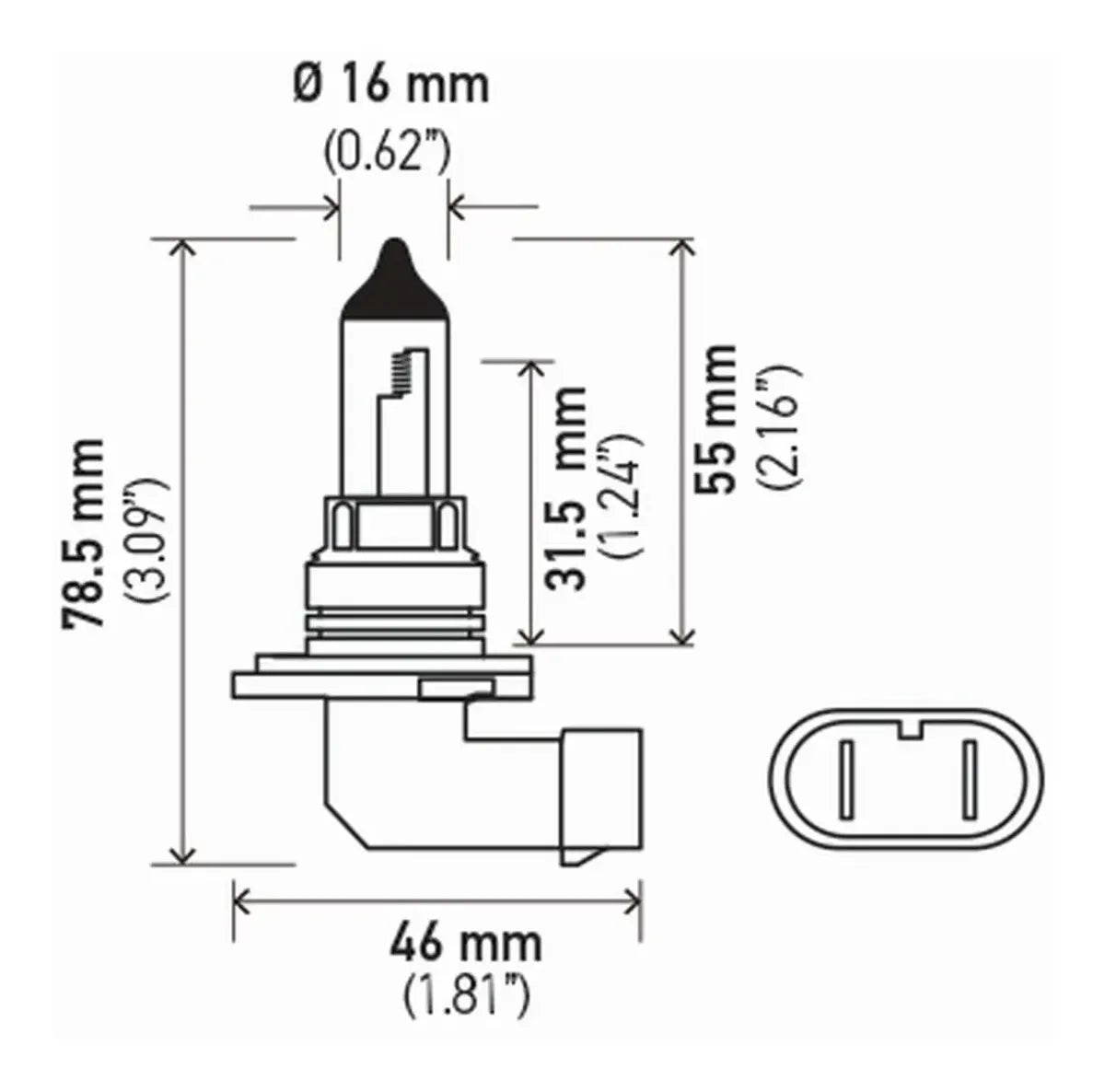 Ampolleta 9006/HB4 12v. 55W P22d T4 Halógeno