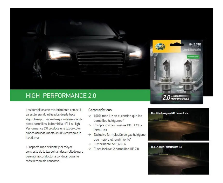 Ampolleta H4 12v.. 60/55W High Performance 2.0 (par)