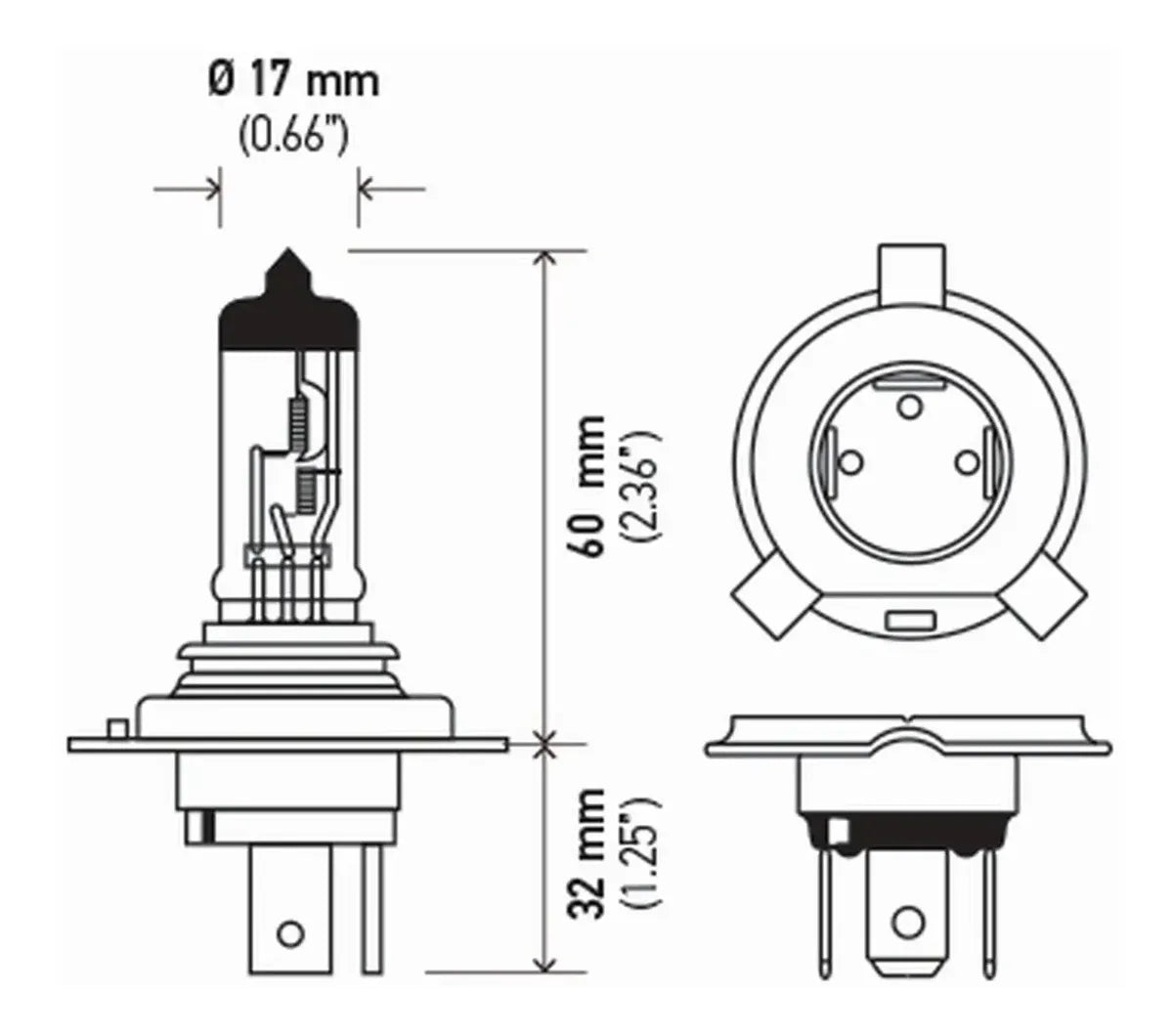 Ampolleta H4 12v. 60/55W P43t T4.625 Halógeno