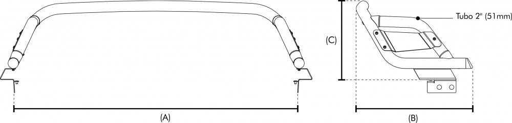 Barra sobre riel "Slim" Bepo Volkswagen Saveiro Cabina Simple - Negra 2010-2026