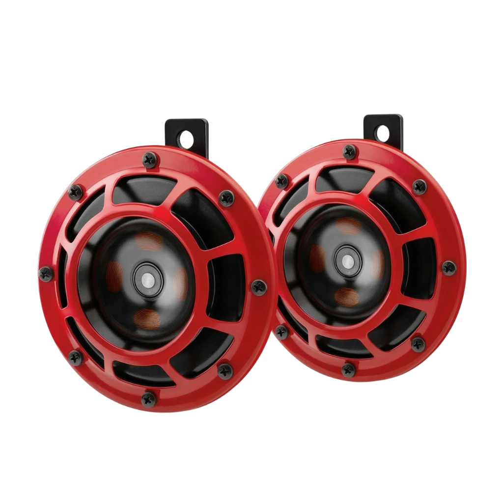 Kit Bocina Disco 133mm 12v. - 2 x 66 W - 300 / 5000 Hz - Universal Rojo