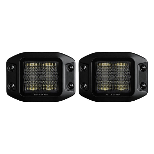 Kit Hella BLACK MAGIC Cubo 3.2" LED (par) - Flood Embutido