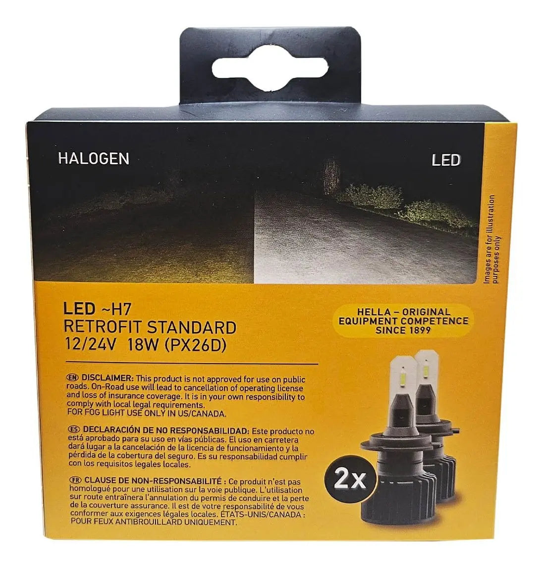 Ampolleta LED H7 12/24v. 18W 6.0K Standard (par)