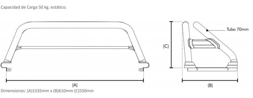 Barra sobre riel "Elegance" Bepo Chevrolet New Colorado WT/LTZ - Cromo 2024-2026