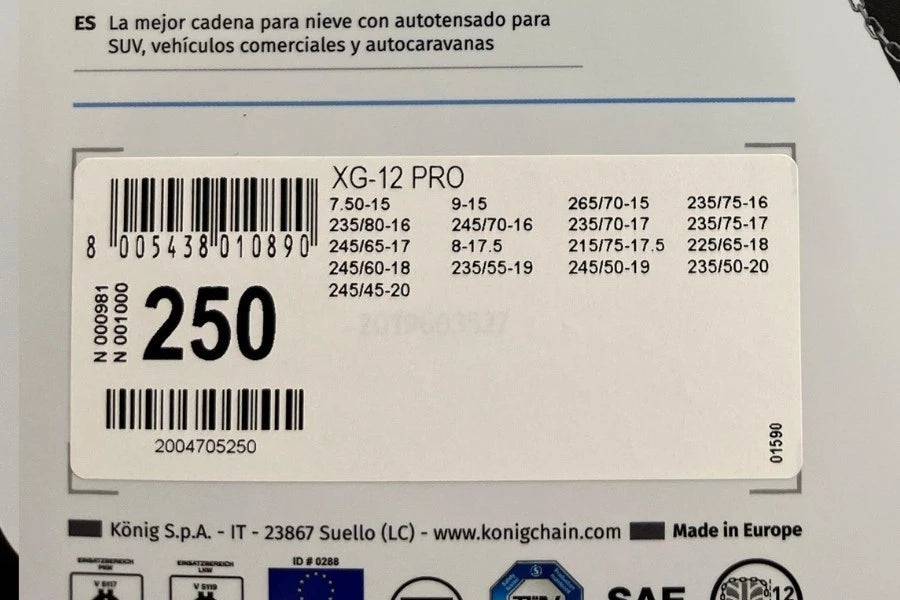 CADENA NIEVE KONIG XG 12PRO 250